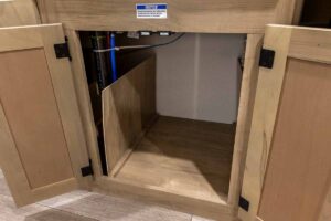 2027 Forest River Cherokee Grey Wolf Black Label 20RDSEBL Couples Travel Trailer Interior Image