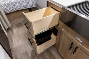 2027 Forest River Cherokee Grey Wolf Black Label 20RDSEBL Couples Travel Trailer Interior Image