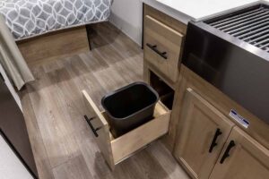 2027 Forest River Cherokee Grey Wolf Black Label 20RDSEBL Couples Travel Trailer Interior Image