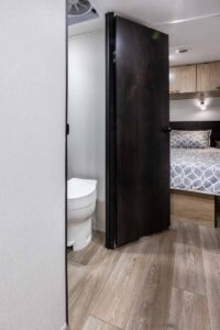 2027 Forest River Cherokee Grey Wolf Black Label 20RDSEBL Couples Travel Trailer Interior Image