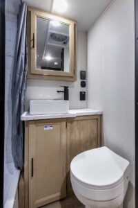 2027 Forest River Cherokee Grey Wolf Black Label 20RDSEBL Couples Travel Trailer Interior Image