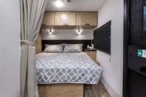2027 Forest River Cherokee Grey Wolf Black Label 20RDSEBL Couples Travel Trailer Interior Image