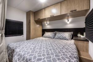 2027 Forest River Cherokee Grey Wolf Black Label 20RDSEBL Couples Travel Trailer Interior Image