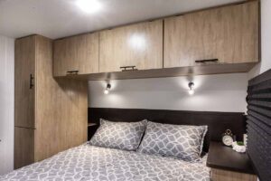 2027 Forest River Cherokee Grey Wolf Black Label 20RDSEBL Couples Travel Trailer Interior Image