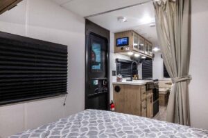 2027 Forest River Cherokee Grey Wolf Black Label 20RDSEBL Couples Travel Trailer Interior Image