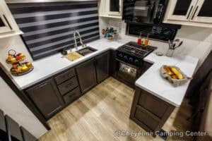 2026 Forest River Sabre 36EST Rear Kitchen Fifth Wheel Interior Image