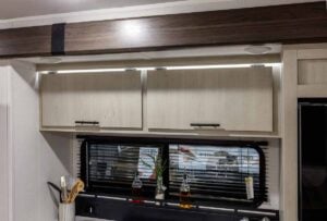 2027 Forest River Cherokee Alpha Wolf 28RLX Rear Living Room Couples Travel Trailer Interior Image