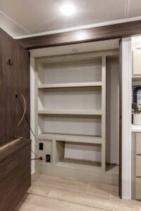 2027 Forest River Cherokee Alpha Wolf 28RLX Rear Living Room Couples Travel Trailer Interior Image