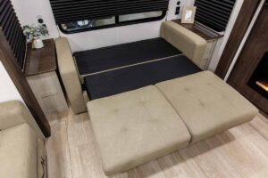 2027 Forest River Cherokee Alpha Wolf 28RLX Rear Living Room Couples Travel Trailer Interior Image