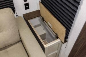 2027 Forest River Cherokee Alpha Wolf 28RLX Rear Living Room Couples Travel Trailer Interior Image